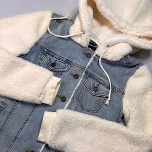 Maurices Denim Sherpa Hooded Jacket | Size XS | Button
